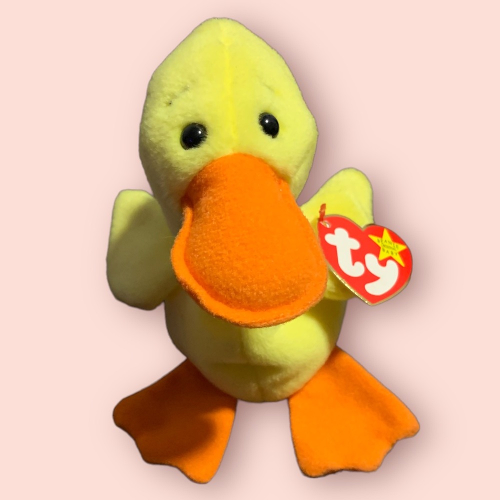 1993 Ty Beanie Babys - Quackers The Duck 6" Plush Toy (4024) Rare Collection